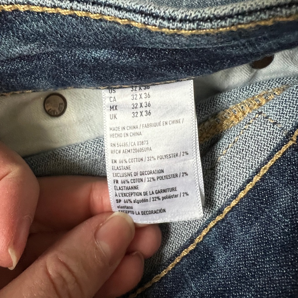 American Eagle distressed blue Jean Original Straight Extreme Flex EUC 32 x 36 - Picture 13 of 13